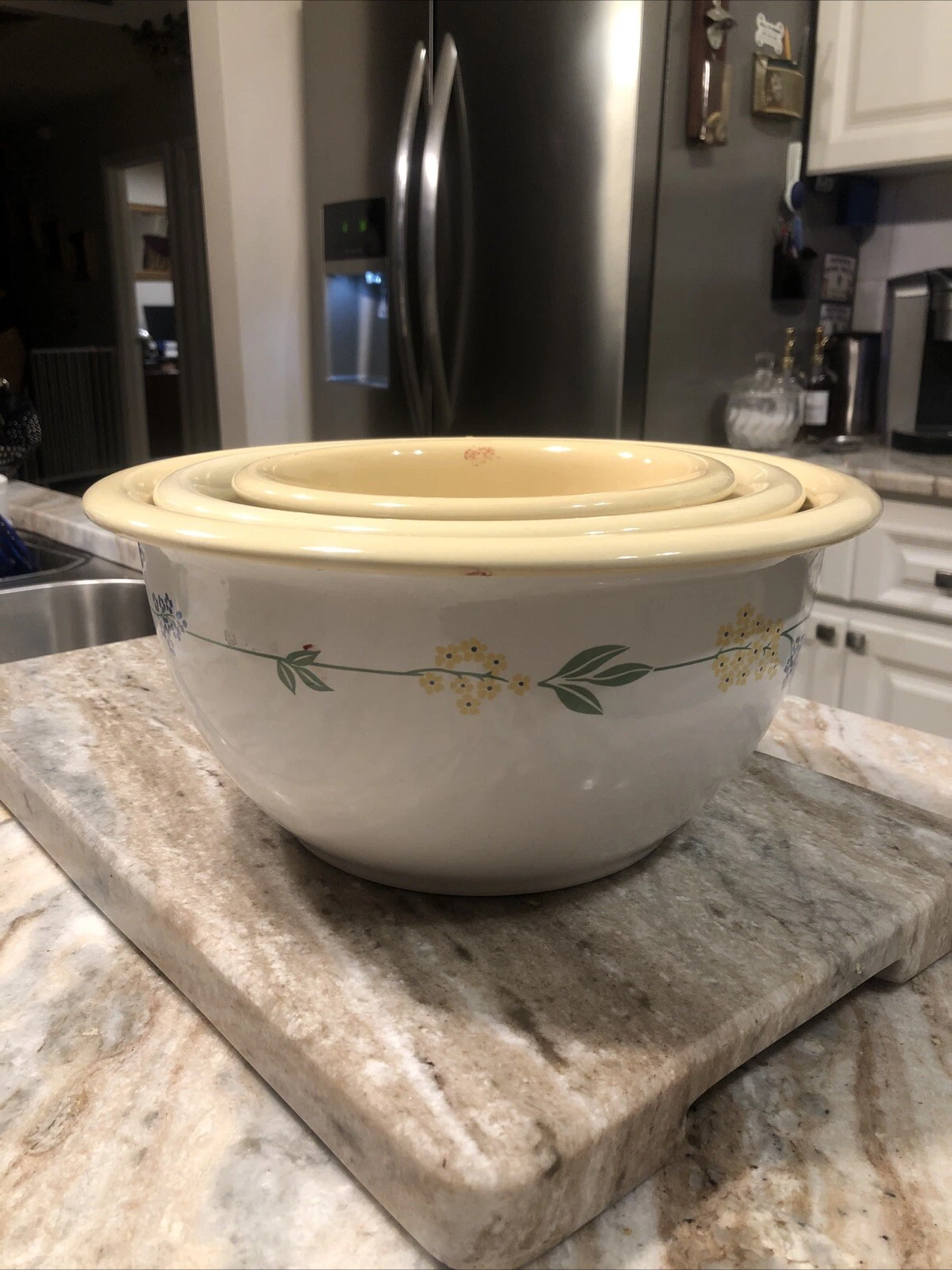 3 Set Vintage Secret Garden by Corelle Corning Stoneware Nesting Mixing Bowls