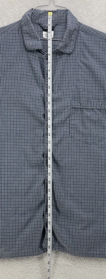 Camisa de pijama Cherokee para hombre talla L azul a cuadros manga larga abotonada mezcla de algodón Foto 4 de 4