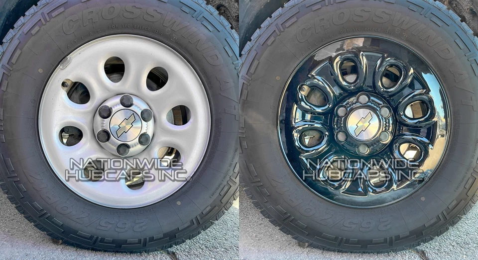 Juego de 4 cubiertas tapacubos simuladores de llantas negras GMC 1500 6 orejetas 17" Foto 3 de 4