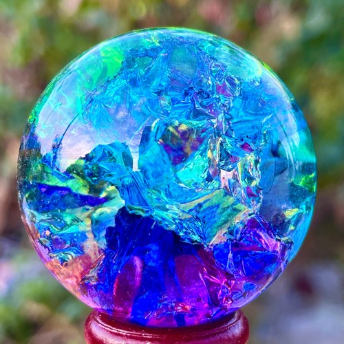 Sfera di quarzo arcobaleno titanio naturale 157G sfera di cristallo guarigione - Foto 10 di 24