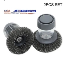 2 Kitchen Cleaning Brush Soap Dispensing Palm Tools Dishwashing Pot Pan Scrubber