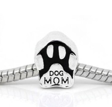 Dog Mom Paw Print European Large Hole Bead For Charm Bracelets Pet C108