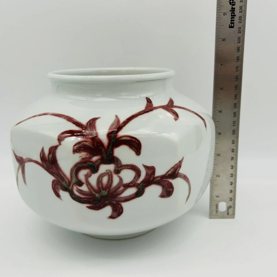 Jarrón chino antiguo porcelana hierro rojo dinastía Qing siglo XIX marca Jiaqing Foto 2 de 4