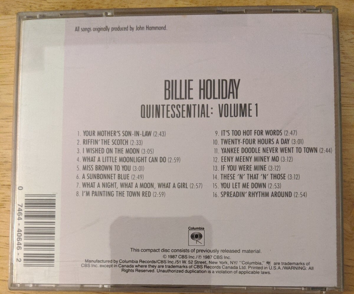 The Quintessential Billie Holiday, Vol. 1 (1933-1935) by Billie