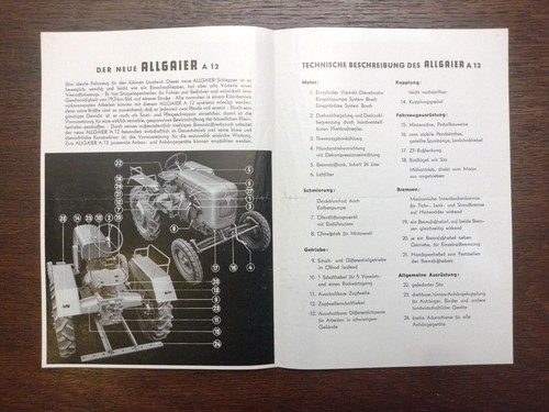 Original Allgaier A12 Schlepper Prospekt - Traktor Verkaufsprospekt von 1951 - Bild 2 von 3