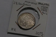 🧭 🇲🇦 MOROCCO 2 1/2 DIRHAMS AH1329 SILVER SHARP DETAILS B79 KK28