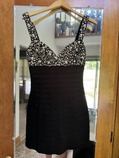 SHERRI HILL Womens Beaded BODYCON black party dress Size 6 NWOT