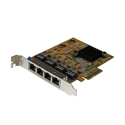 StarTech.com 4 Port PCIe Network Card - Standard Profile - RJ45 Port - Realte...