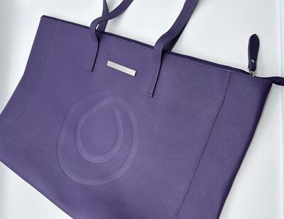 Monat Tote Bag Purse Beach Bag Large Purple Branded Zipper Top Faux Leather