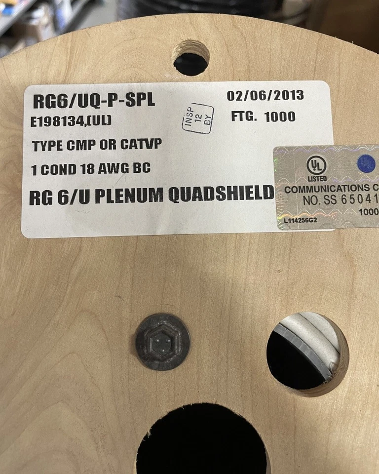 Cable Plenum Escudo Cuádruple SCP RG6/UQ-P-SPL RG6 CATV 18 AWG CCS 60 % AL TRENZ 1000' Foto 2 de 2