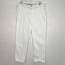 Tommy Hilfiger Woman's Capris sz 16 Chino Ankle Crop Pant White w/ Blue Stars