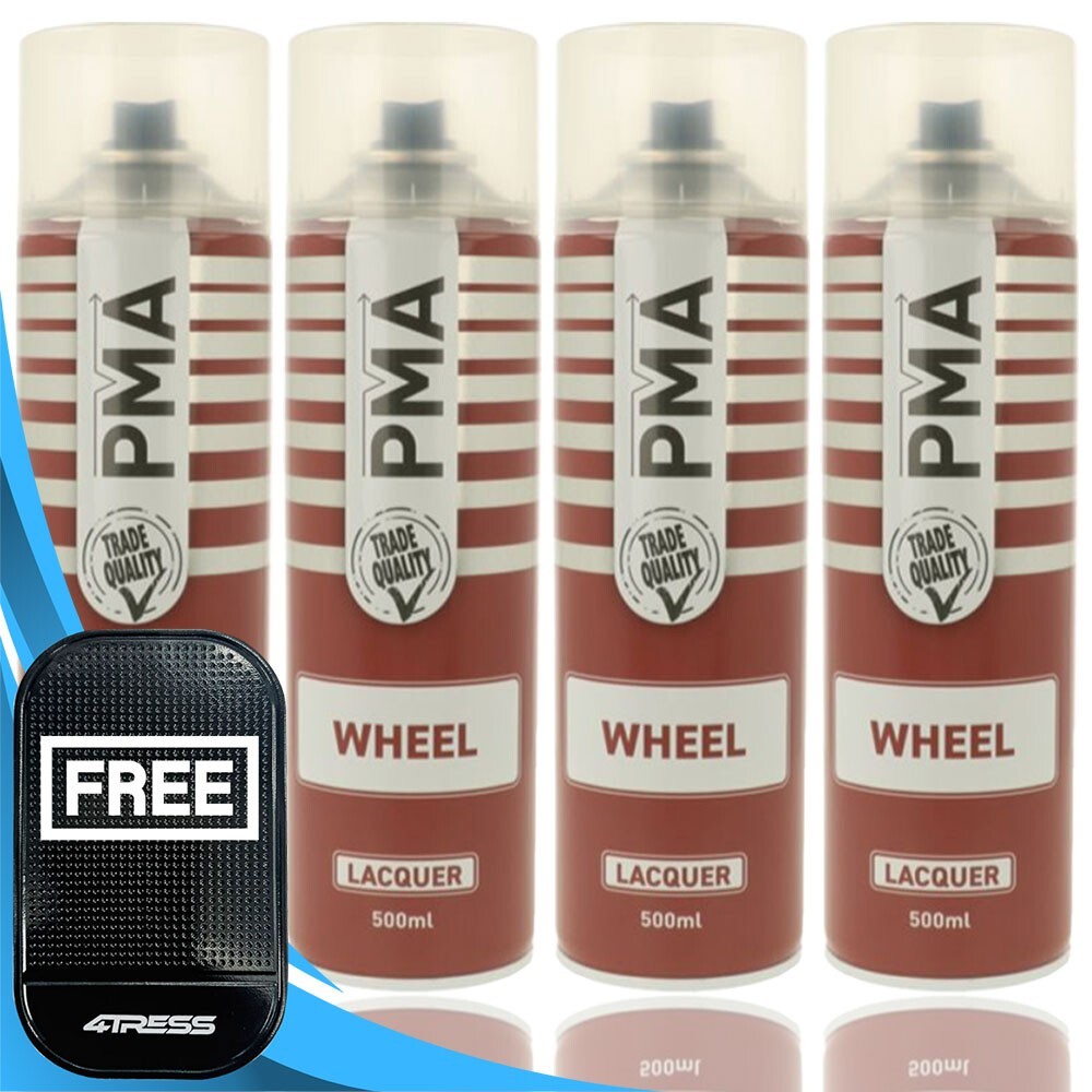 4x PMA Wheel Clear Gloss Lacquer Spray Paint 500ML Aerosol Bodyshop Can PA1016+M