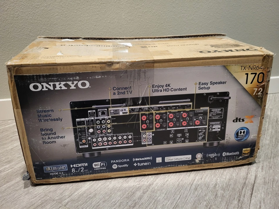 Onkyo TX-NR646 Home Theater Receiver 7.2 Channel HDMI 4K WiFi Bluetooth, Black - Image 2 of 4