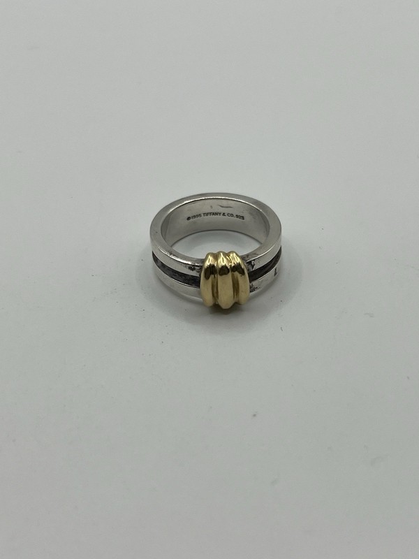 Tiffany & Co Sterling Silver & 18K YG 1995 Atlas Groove Ring Size 6.75