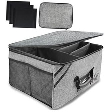 Car Trunk Organizer with Lid, Collapsible Multi Compartment SUV Organizer Gray
