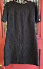 Tommy Hilfiger Women's Black Textured Print Short Sleeve Midi Dress Size 4