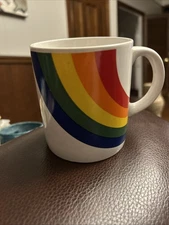 Vintage 80s Rainbow Mug Ceramic Coffee Tea FTD Made in Korea