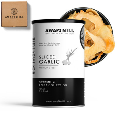 AWAFI MILL Dried Garlic Slices (Dehydrated Garlic Flakes) - 250 g | 9 Oz