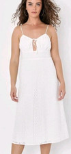 NEW Lulu's Adored Aura White Eyelet Cutout Midi Dress Size Small NWT