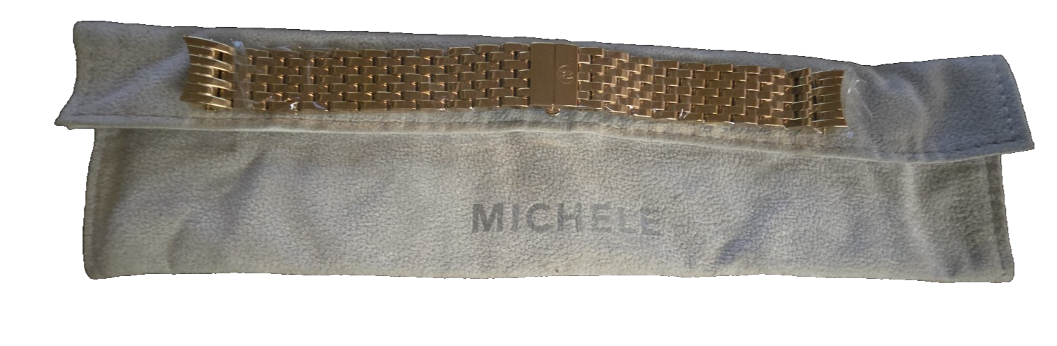 Stainless Steel Gold Michele Ascalon Watch Band Strap 6.5 Inch Genuine Luxury