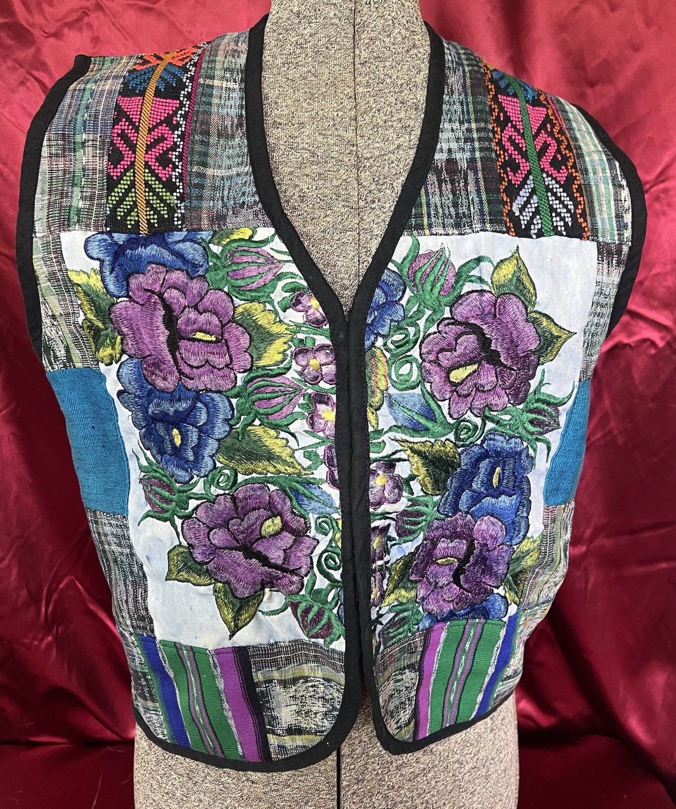 Embroidered Patchwork Guatemalan Tapestry Vest - image 1
