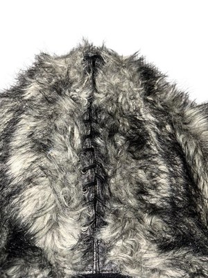 Vtg Akademiks Leather Fur Corset Jacket Bondage If Six Was Nine