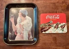 Drink Coca-Cola Pink Dress Lady- Vintage Looking Metal Tray + Metal Sign