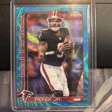2025 Topps Chrome Michael Penix Jr. Aqua Wave 030/199 Atlanta Falcons #15
