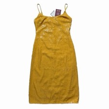 Reformation Mariska Ibiza Collection Yellow Sequins Tanks Straps Pencil Dress 4