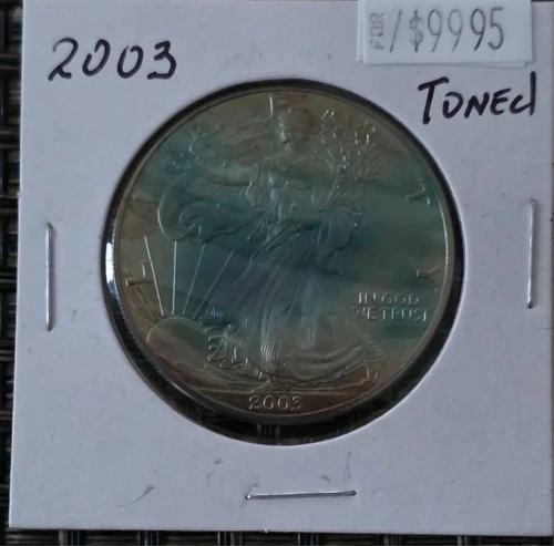 2003 American Silver Eagle Coin Monster Rainbow Toning 1 Oz US $1 Uncirculated