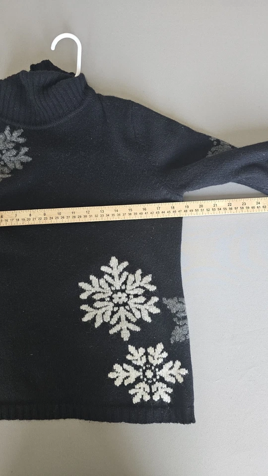 Suéter Eddie Bauer Copo de Nieve Vacaciones Invierno Cuello Alto Negro Mezcla Angora M  Foto 4 de 4