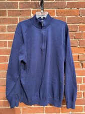 Vineyard Vines Blue Cotton Cashmere Knit 1/4 Zip Mock Neck Sweater XXL Men