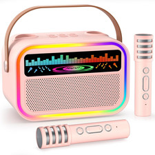 Mini Karaoke Machine Toys for Kids Girls, Portable Bluetooth Speaker with 2 Wir