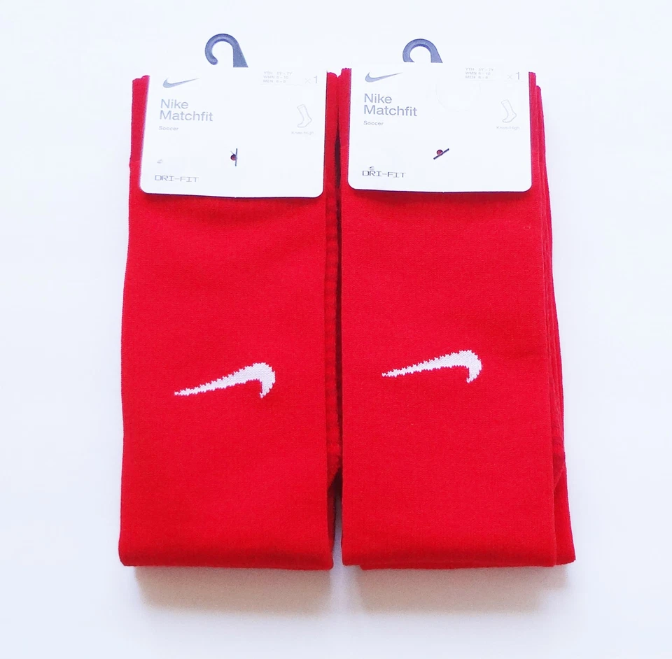 NIKE Matchfit Soccer  DRI-FIT Knee-High Sock Red 2 Pair Unisex - New - Image 2 of 4