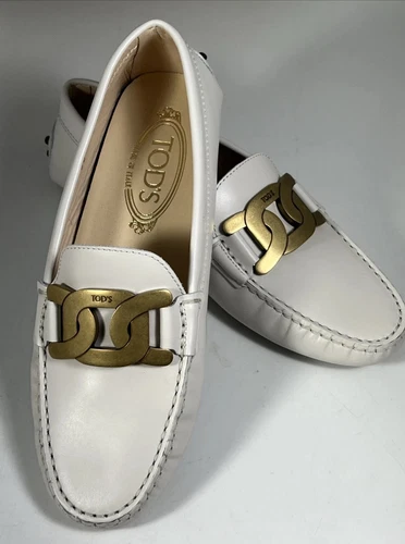 TOD’S Mocassino donna Tod's Kate Gommino in pelle taglia EU 36 bianco sporco nuovo senza scatola