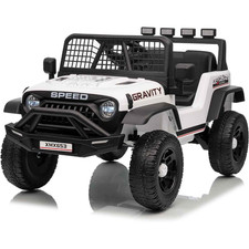 White 12V Kids Electric Car 2 Seater Ride on Toy 6mph Truck with Remote LED MP3