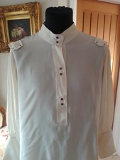 Ladies Jaeger Leg Of Lamb Long Sleeve Silk Blouse With Epaulettes Size 16