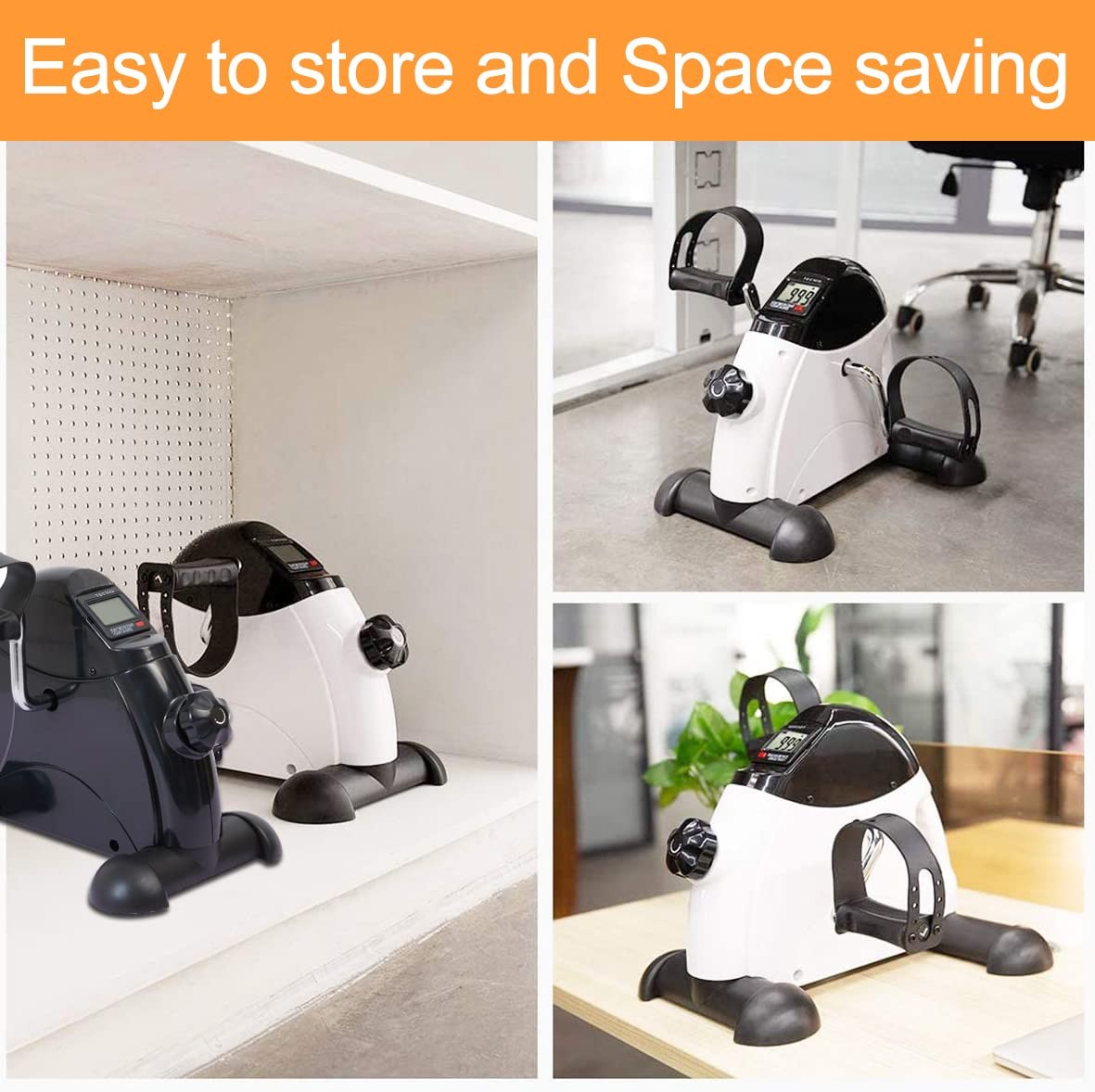 Pedal Exerciser Under Desk Bike Mini Exercise Bike for Leg and Arm Cycling Ex...