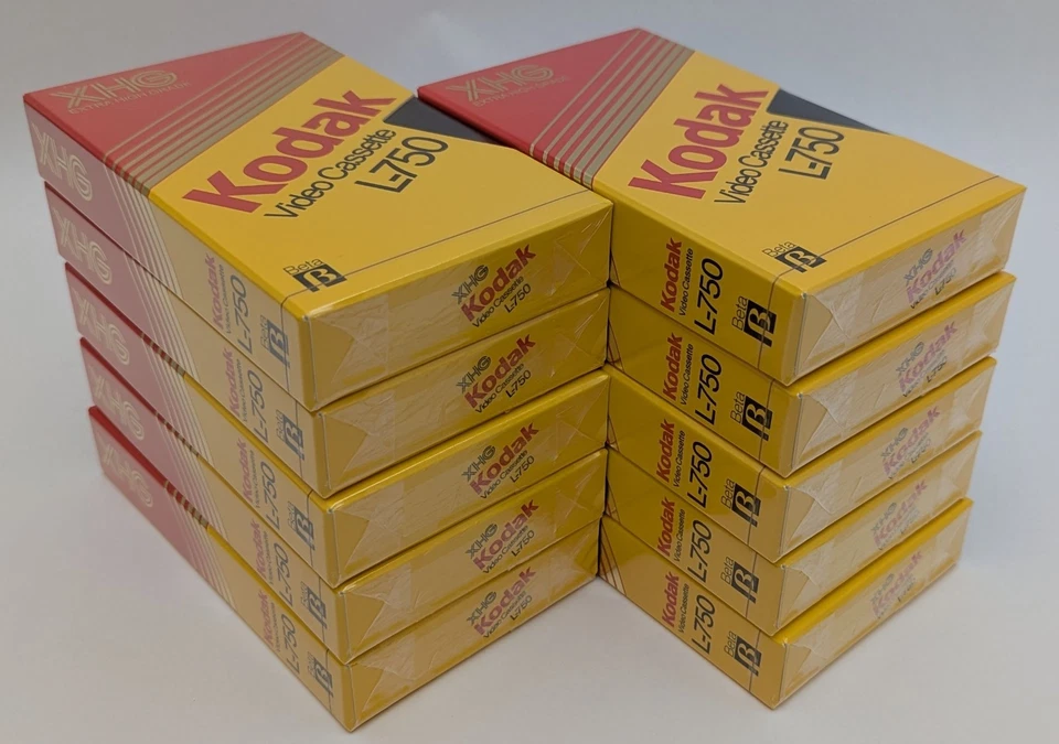 NUEVO Estuche de 10 Kodak L-750 XHG Betamax Video Cassette Cinta Beta en Blanco Sellada Nuevo de Lote Antiguo Foto 2 de 4