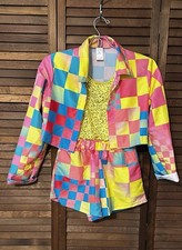 Weissman Child Medium MC Hip Hop Shorts Dance Costume Yellow Sequence Multicolor