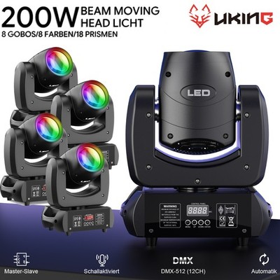 200W LED Moving Head Strahler DMX 8 Gobo18 Prisma Bühnenlicht DJ Scheinwerfer