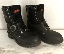 Harley Davidson Black Leather Biker Boots 81003 Grunge Sz 8M Iconic Edgy Y2K