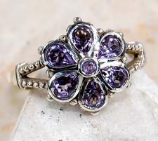 1CT Natural Amethyst 925 Sterling Silver Art Deco Ring Sz 6 US6