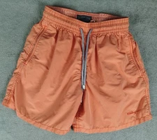 Vilebrequin Moorea Swim Shorts Orange Striped Mens M Embroidered Elastic Board