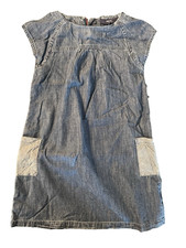 Gap Kids NWT Girls XS 4 5 Blue Denim Chambray Dress w/ Cap Sleeves  Red Zipper