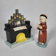 Vintage Artmark Singing Musical Monk Pipe Organ Porcelain Figurines Set of 2