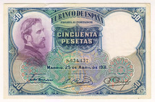 1931 Spain 50 Pesetas 8634437 Paper Money Banknotes Currency