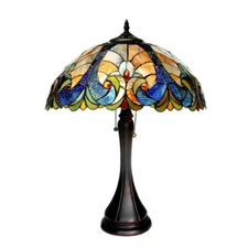 Tiffany Style Victorian Design 2-light Bronze Table Lamp Multi-color