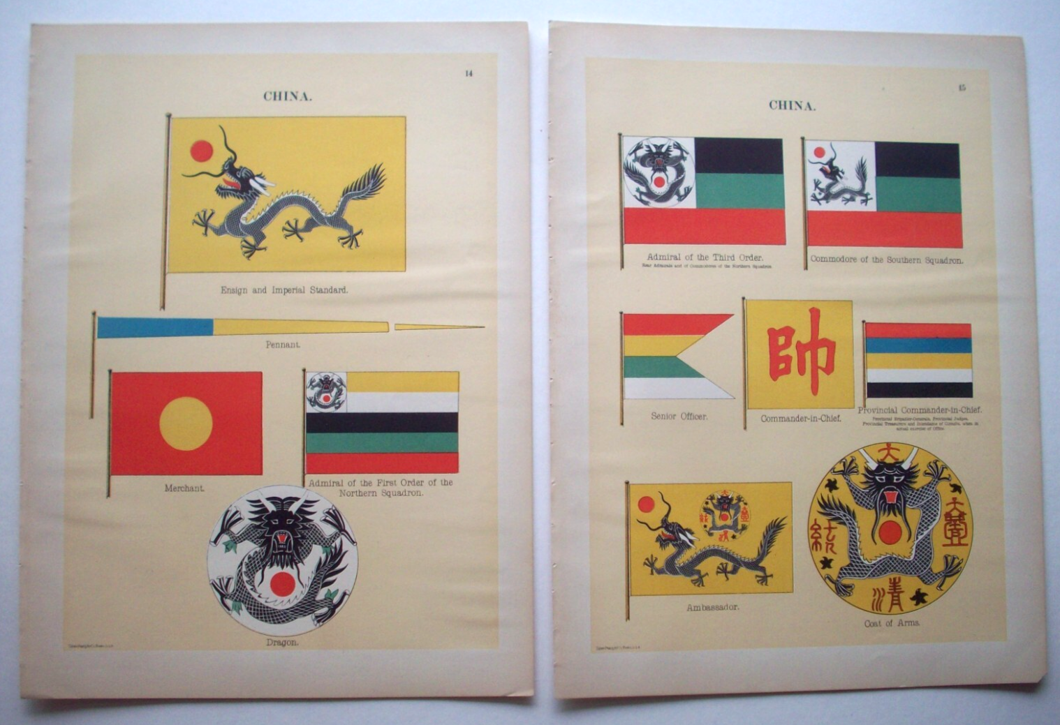 Lot of 2 Flags of Maritime 1899 Taber Prang book plates CHINA | eBay