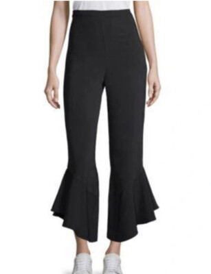 Likely Sansone Ruffle Flare Crop Pants Size 10 Black NWT